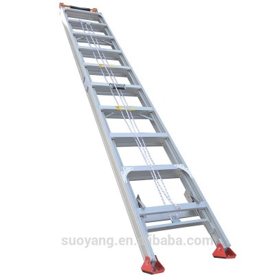 Fiberglass Extension Construction Ladder with Cable Hook and V-Rung Attached, 28 Feet, 300 Pound Duty Rating